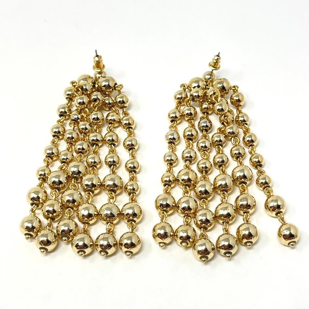 New Free People Dangle Ball Chandelier Earrings Gold - Picture 3 of 5